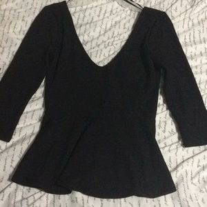 Black low cut peplum top